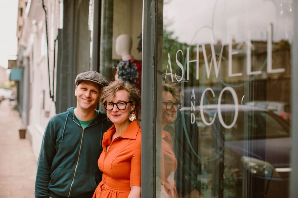Will & Kate Ashwell stood outside Ashwell & Co shop in Bristol