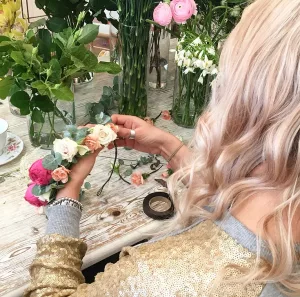 Lady making a flower crown