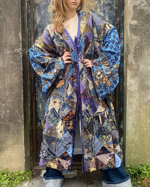 blue patchwork robe