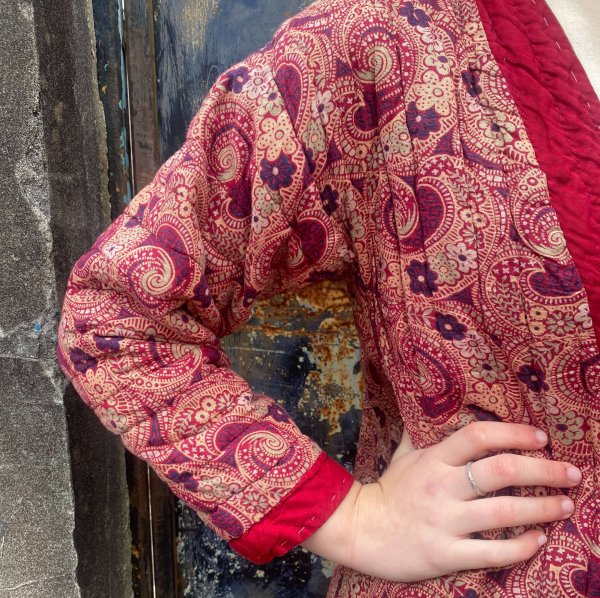 Versatile Antique Burgundy Paisley Quilted Uzbek Ikat - Image 4