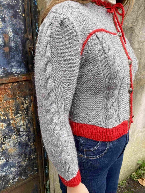 Bold 1970s Grey and Red Austrian Cardigan - Image 4