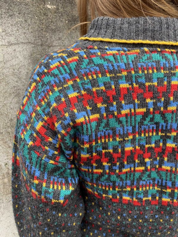 Retro 1980s St. Michael Grey Pattern Jumper - Image 3