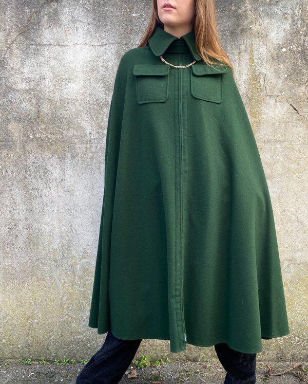 Forest Green Wool Cape