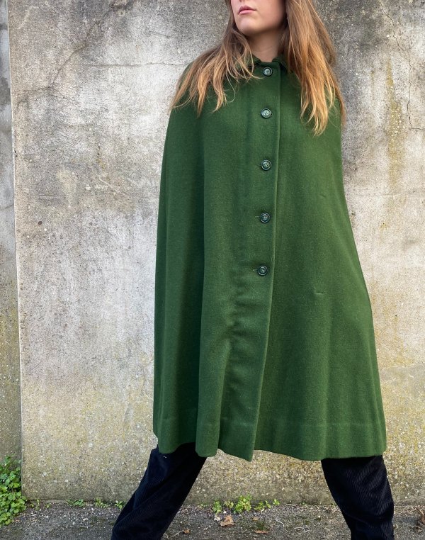 Forest Green Wool Cape