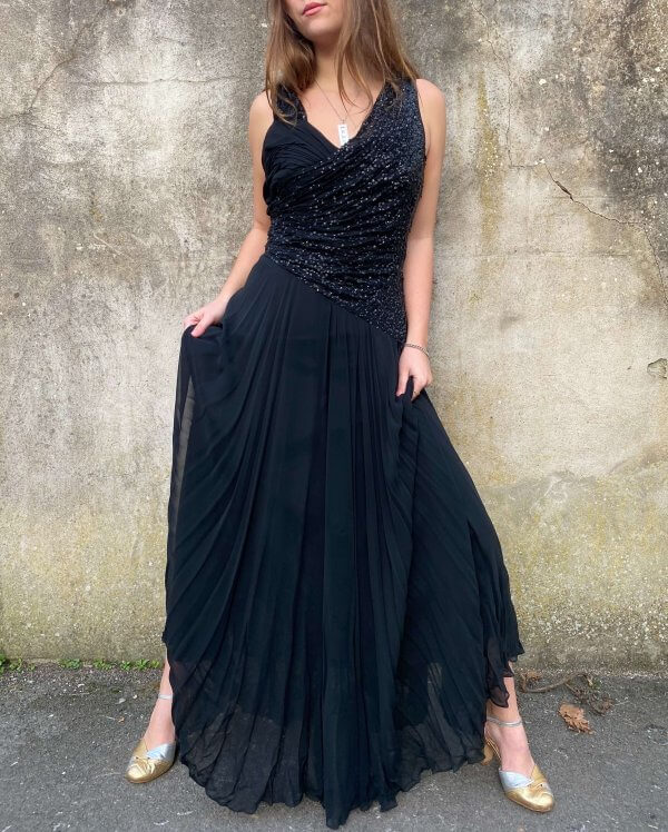 Black Chiffon and Sequin Gown