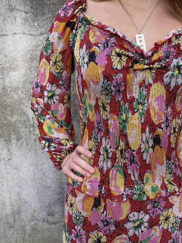 Glistening 1970s Floral Maxi Dress - Image 2