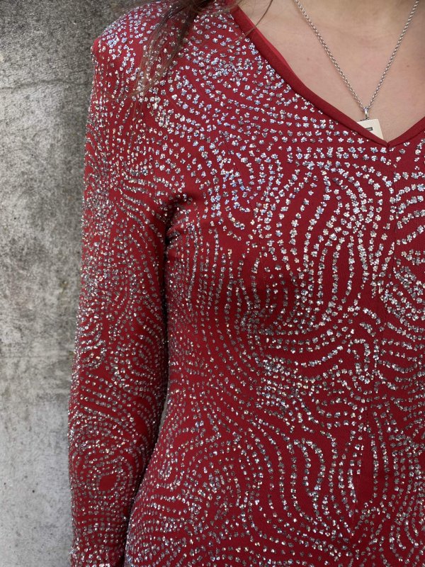 Dazzling 1970s Red Sparkle Dress - Image 4