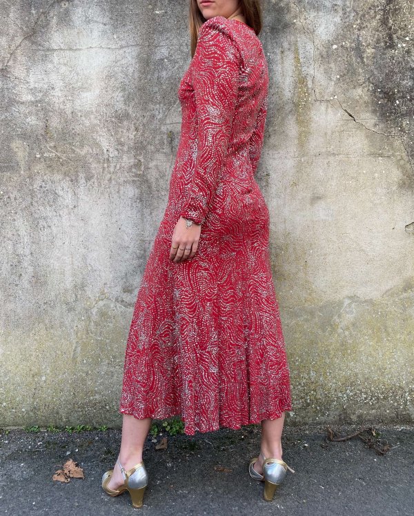 Dazzling 1970s Red Sparkle Dress - Image 2