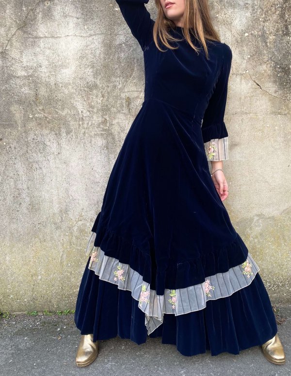 Troubador Navy Velvet Dress